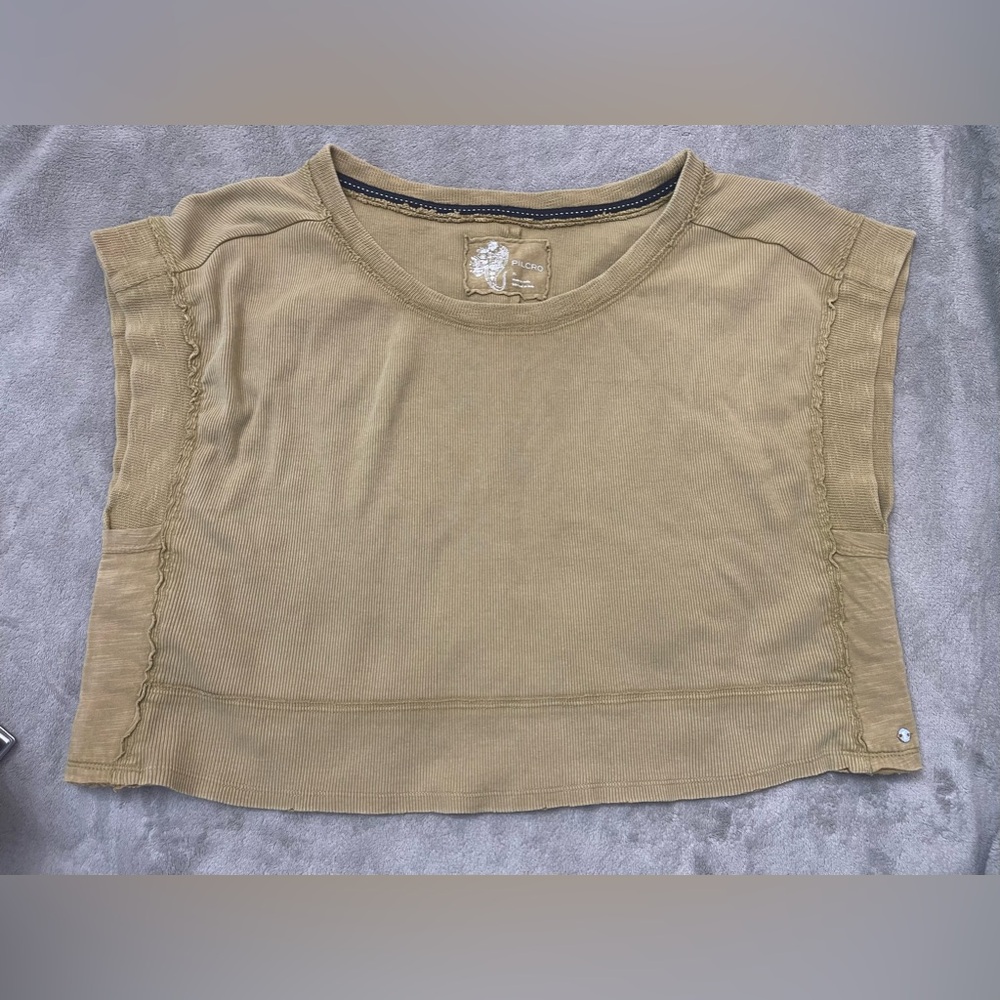 🦄Anthropologie Pilcro Cut-Off Sweatshirt Moss Top Semi Cropped Fit, Size XL